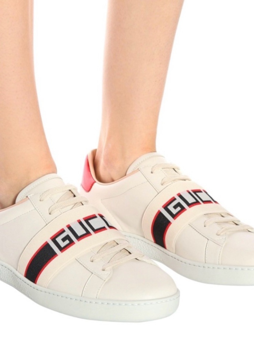 Gucci Wmns Ace 'Stripe Ivory'   Logo Strap 100% Authentic with box slight used - Picture 2 of 6